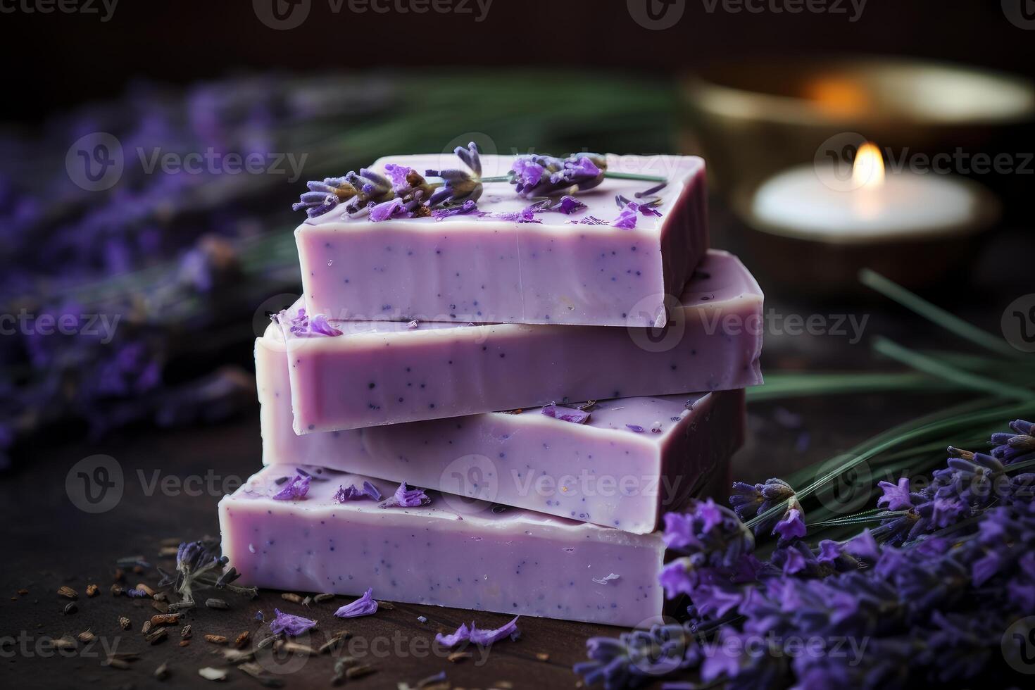 AI generated Gentle Lavender natural soap. Generate Ai photo