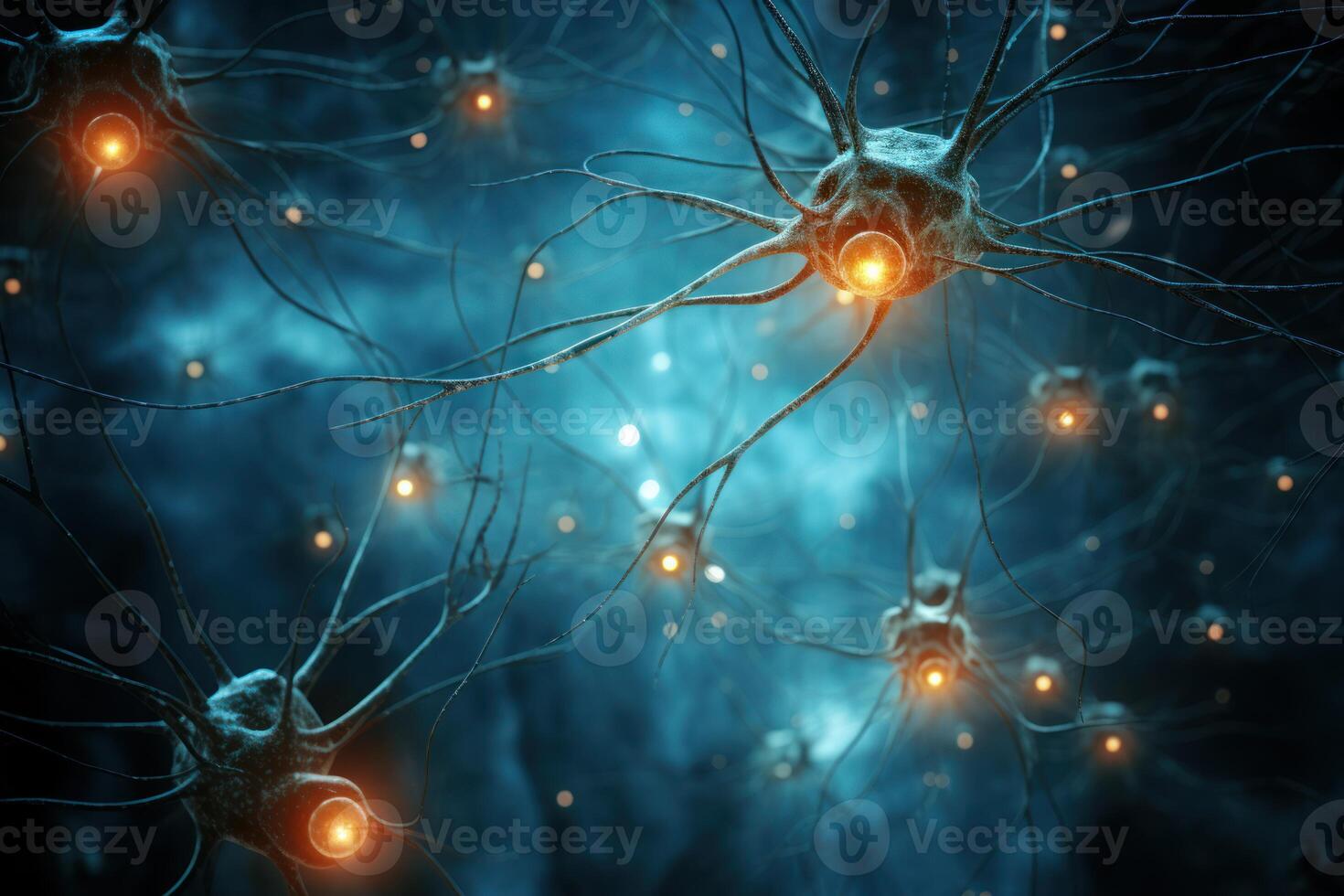AI generated Individual Single neuron synapses. Generate Ai photo