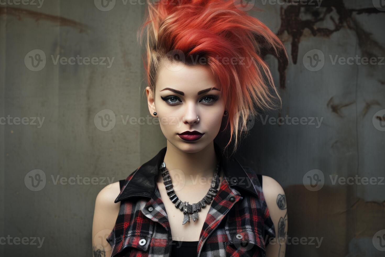 AI generated Unconventional Punk rock girl. Generate AI photo