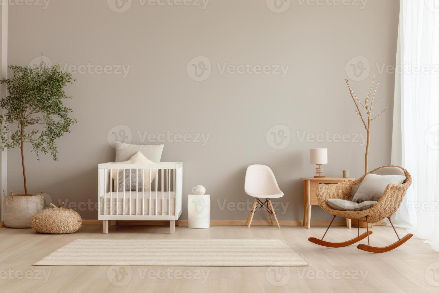 AI generated Simplistic Nursery room interior minimalism. Generate Ai photo