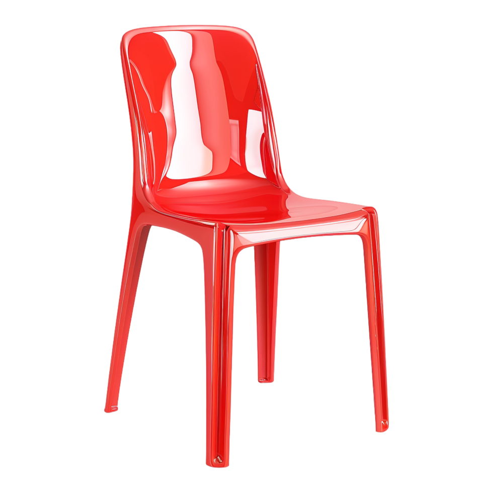 ai generado 3d representación de un rojo el plastico silla en transparente antecedentes - ai generado png