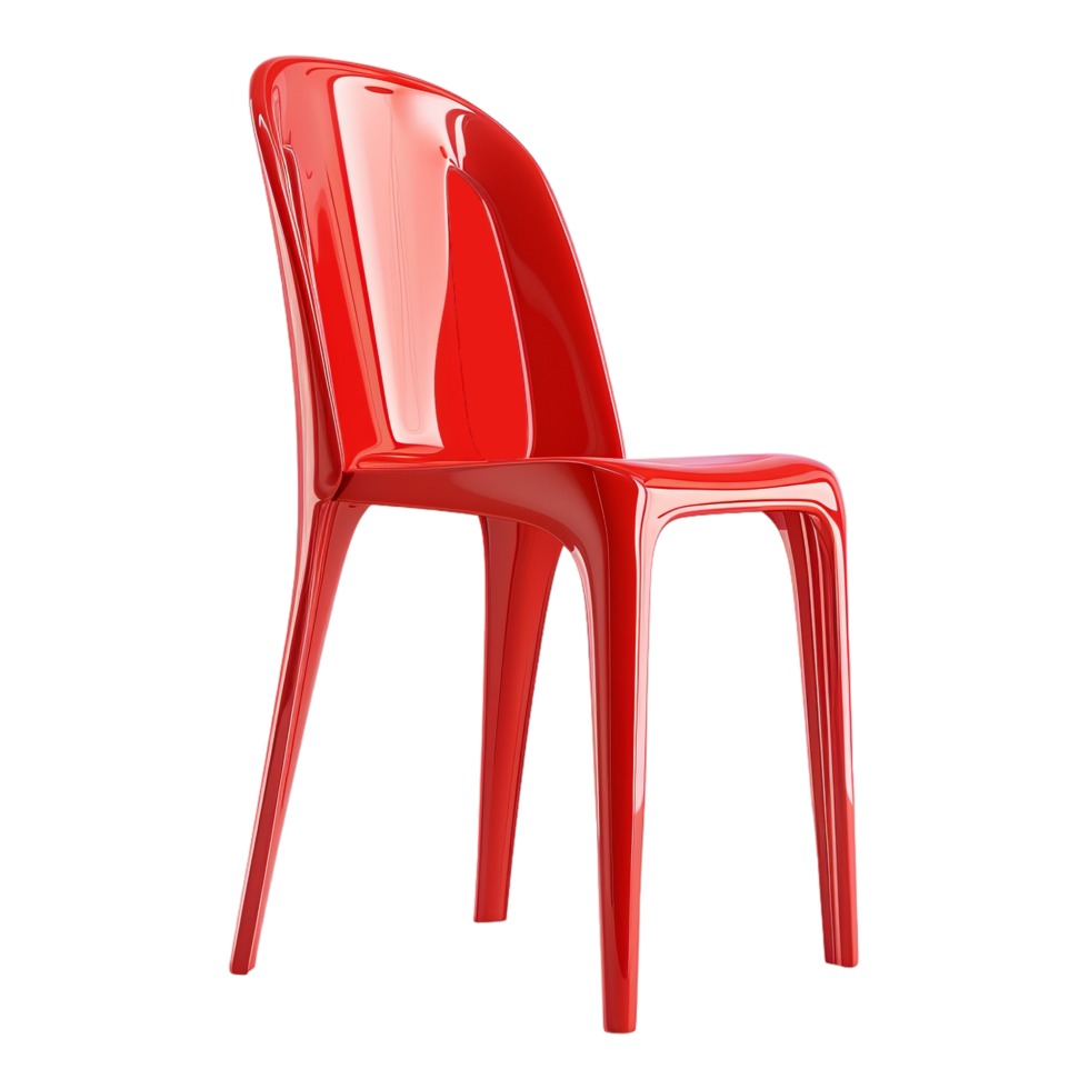 ai generado 3d representación de un rojo el plastico silla en transparente antecedentes - ai generado png