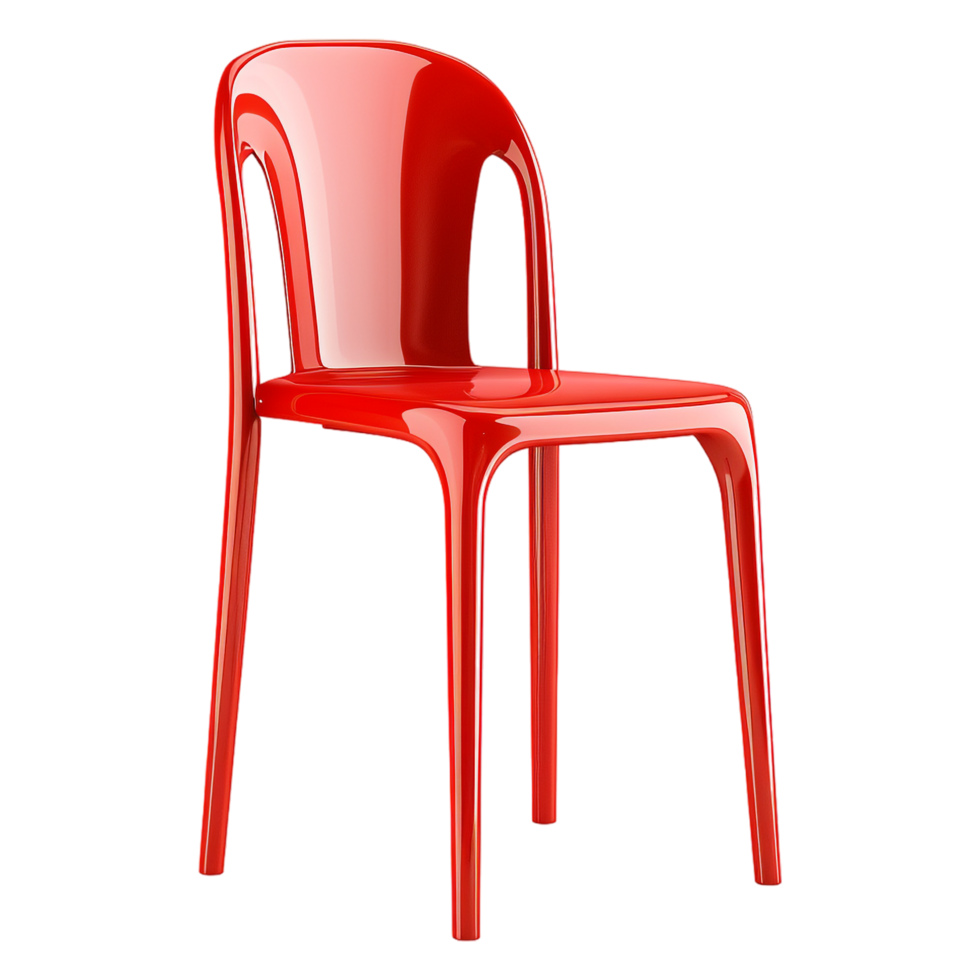 ai generado 3d representación de un rojo el plastico silla en transparente antecedentes - ai generado png