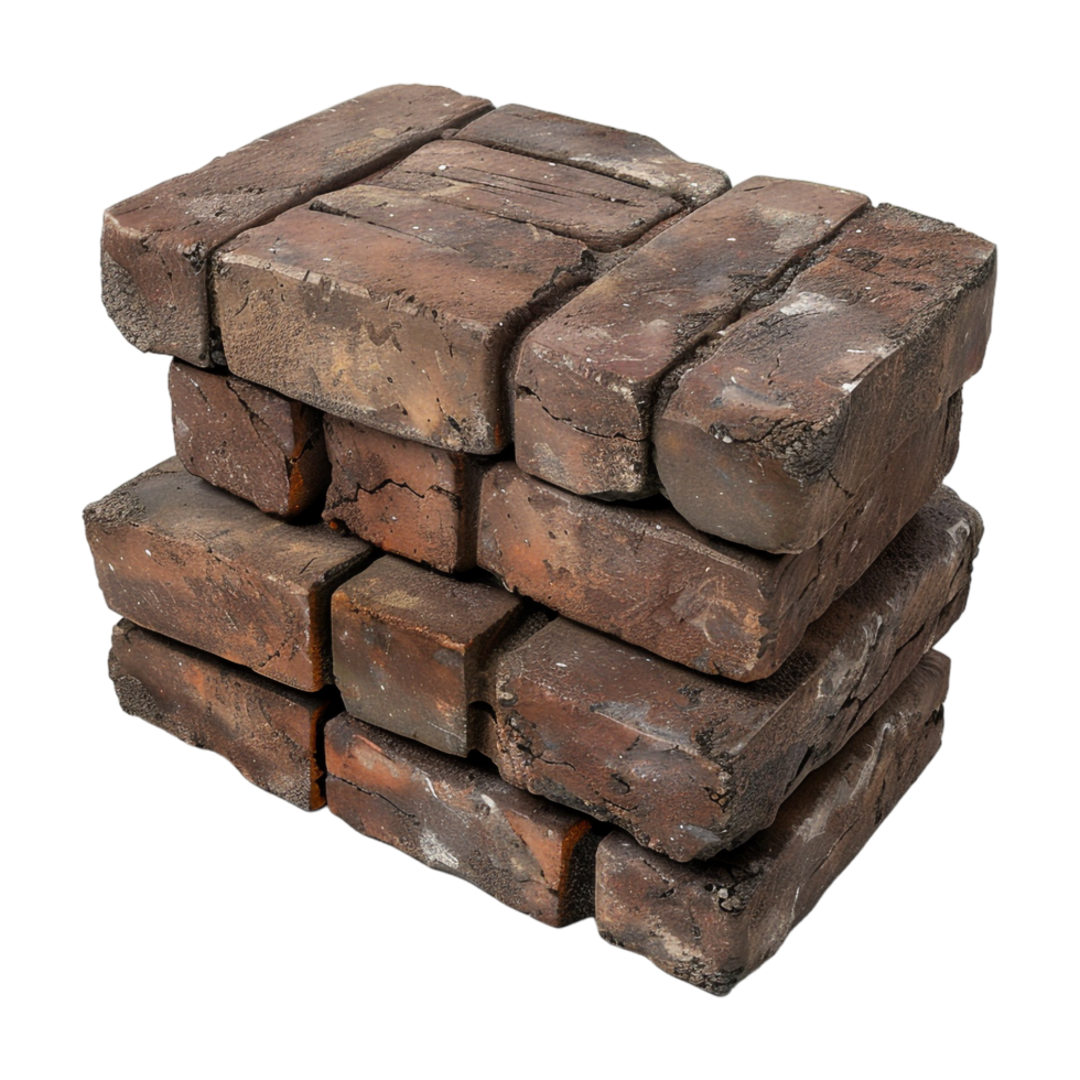 AI generated 3D Rendering of a Old Bricks on Transparent Background - Ai Generated png