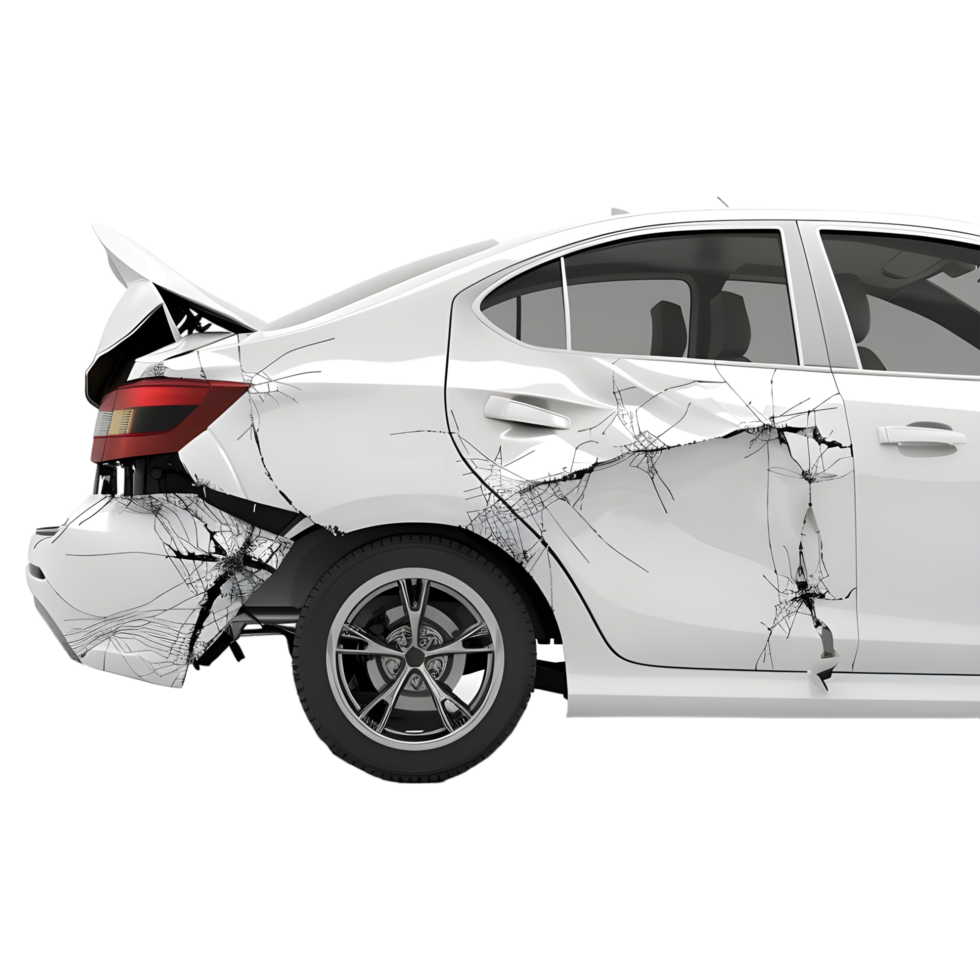 AI generated Damage Accidental Car on Transparent background - Ai Generated png