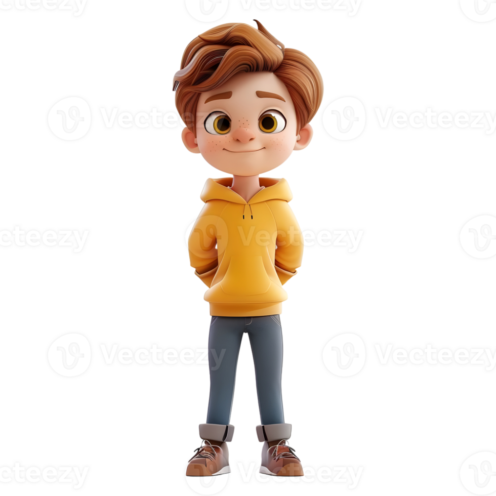 AI generated 3D Rendering of a Toddler Boy Standing and Smiling on Transparent Background - Ai Generated png