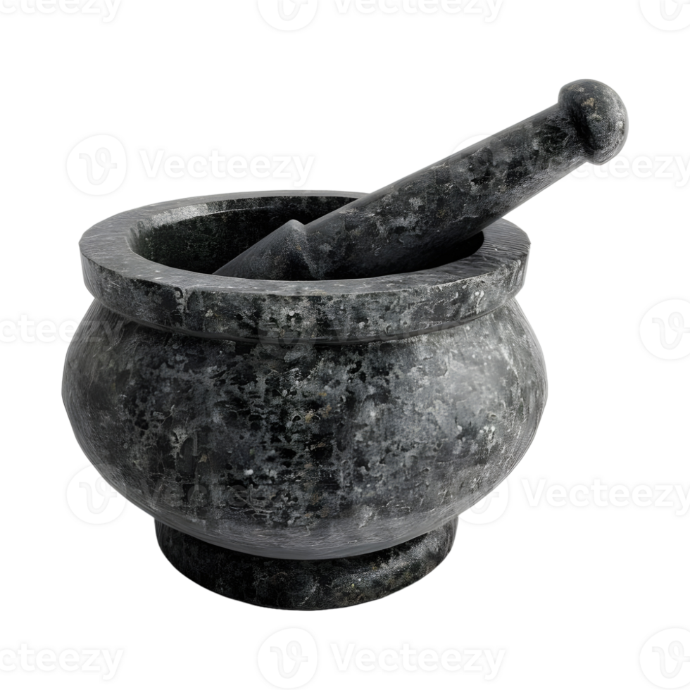 AI generated 3D Rendering of a Granite Stone Mortar and Pestle on Transparent Background - Ai Generated png