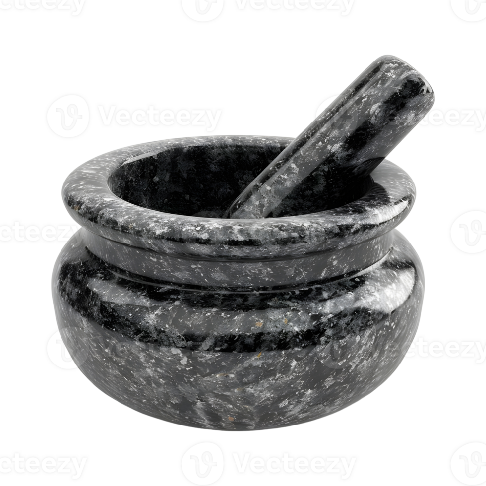 AI generated 3D Rendering of a Granite Stone Mortar and Pestle on Transparent Background - Ai Generated png