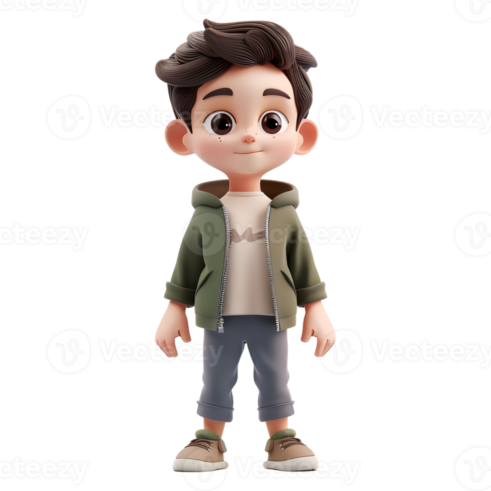 AI generated 3D Rendering of a Toddler Boy Standing and Smiling on Transparent Background - Ai Generated png