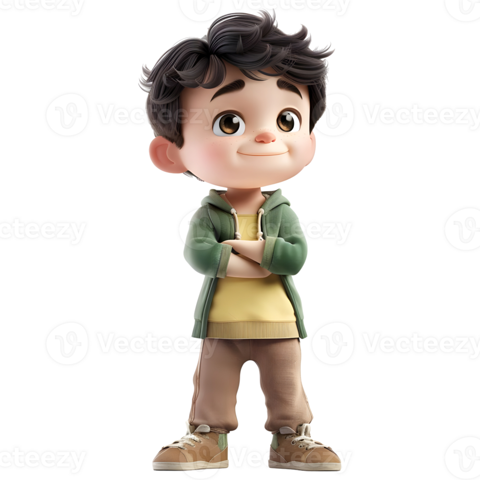 AI generated 3D Rendering of a Toddler Boy Standing and Smiling on Transparent Background - Ai Generated png