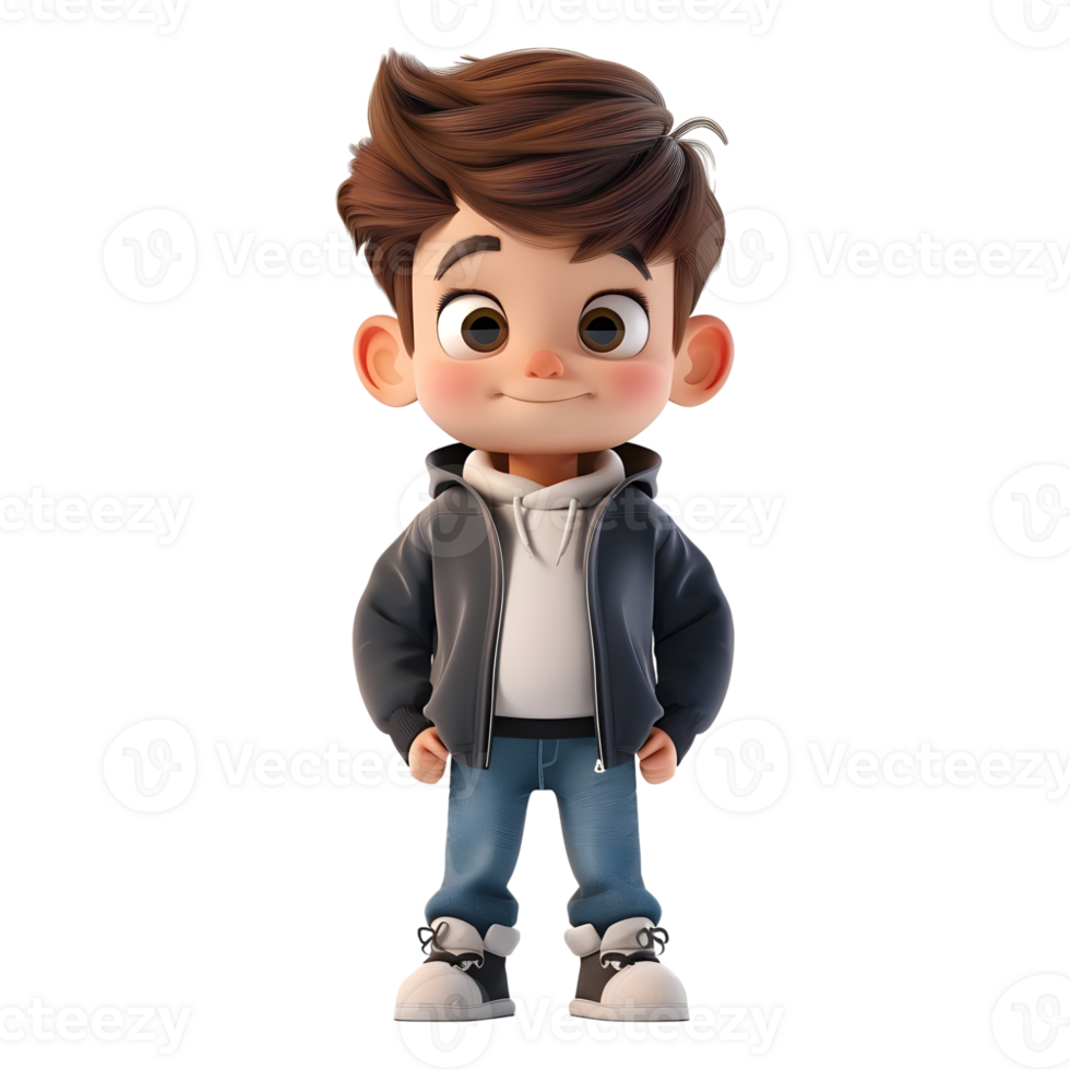 AI generated 3D Rendering of a Toddler Boy Standing and Smiling on Transparent Background - Ai Generated png