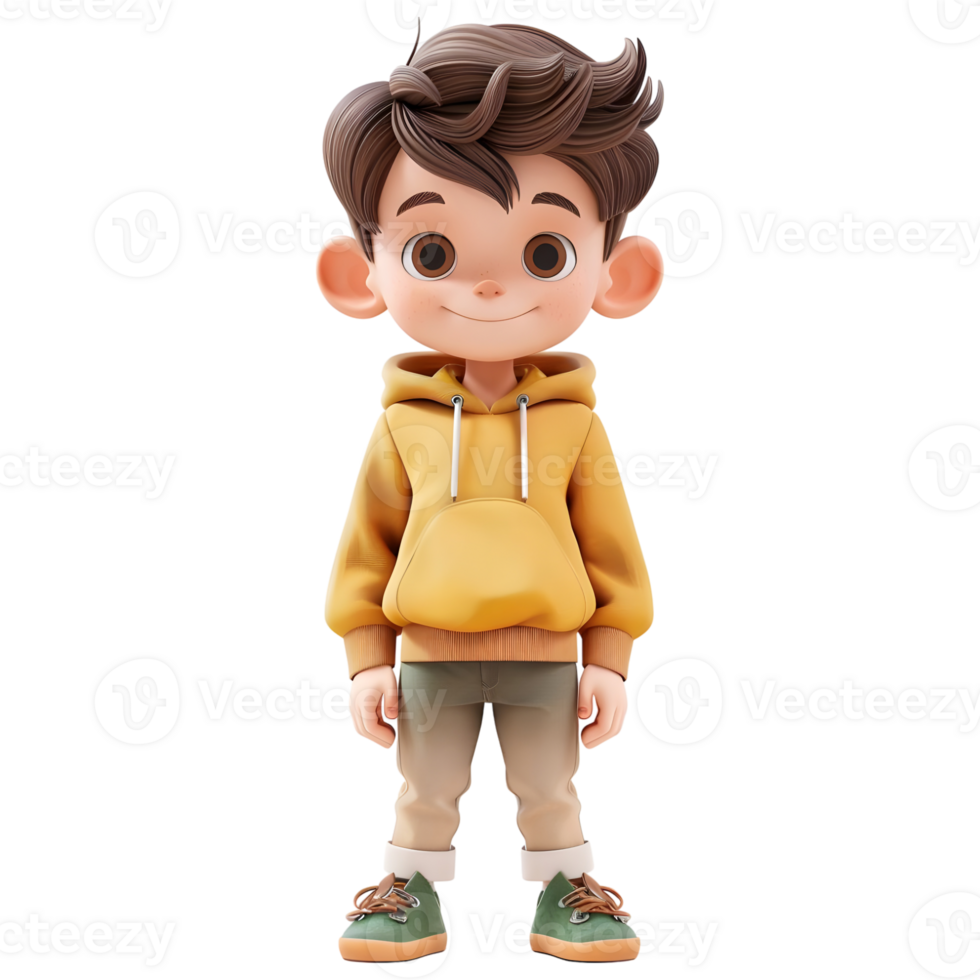 AI generated 3D Rendering of a Toddler Boy Standing and Smiling on Transparent Background - Ai Generated png