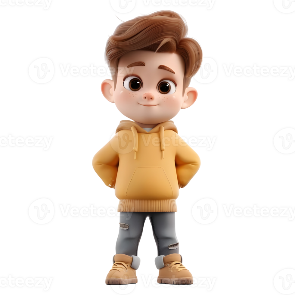 AI generated 3D Rendering of a Toddler Boy Standing and Smiling on Transparent Background - Ai Generated png