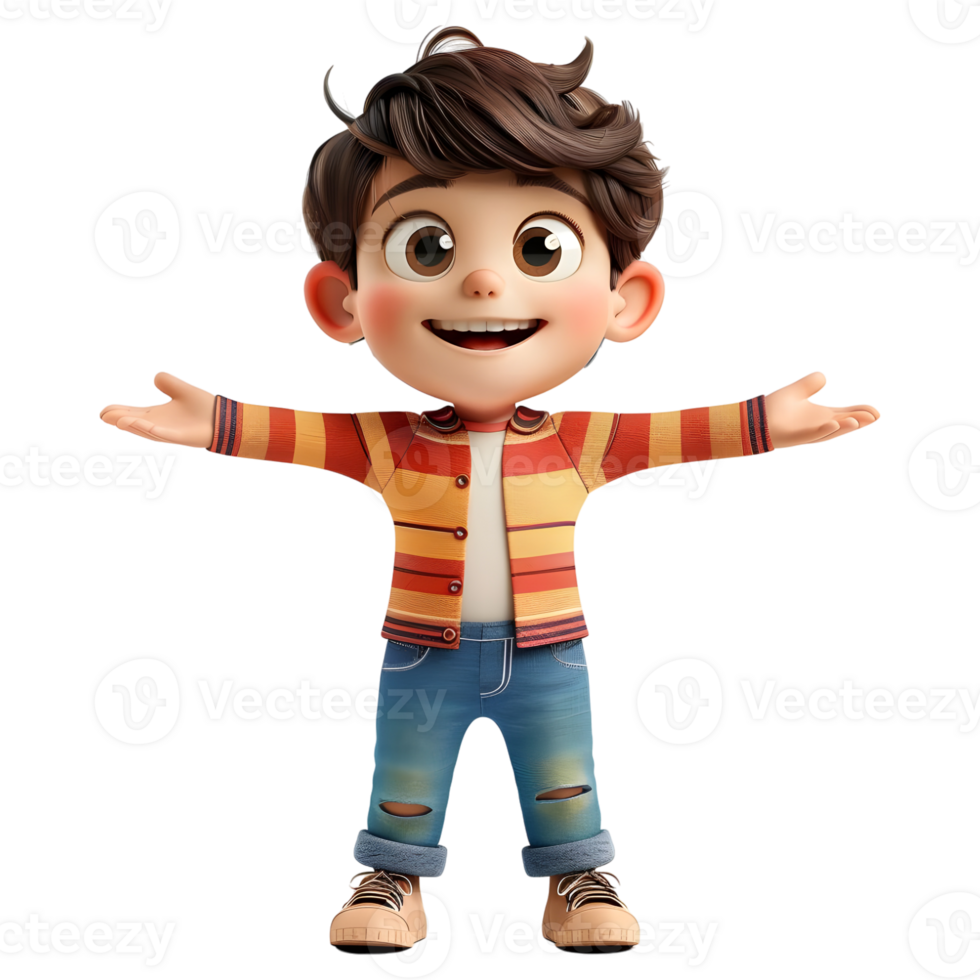 AI generated 3D Rendering of a Toddler Boy Standing and Smiling on Transparent Background - Ai Generated png