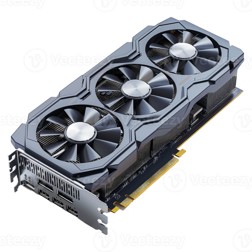 AI generated 3D Rendering of a Gaming Graphic Card on Transparent Background - Ai Generated png
