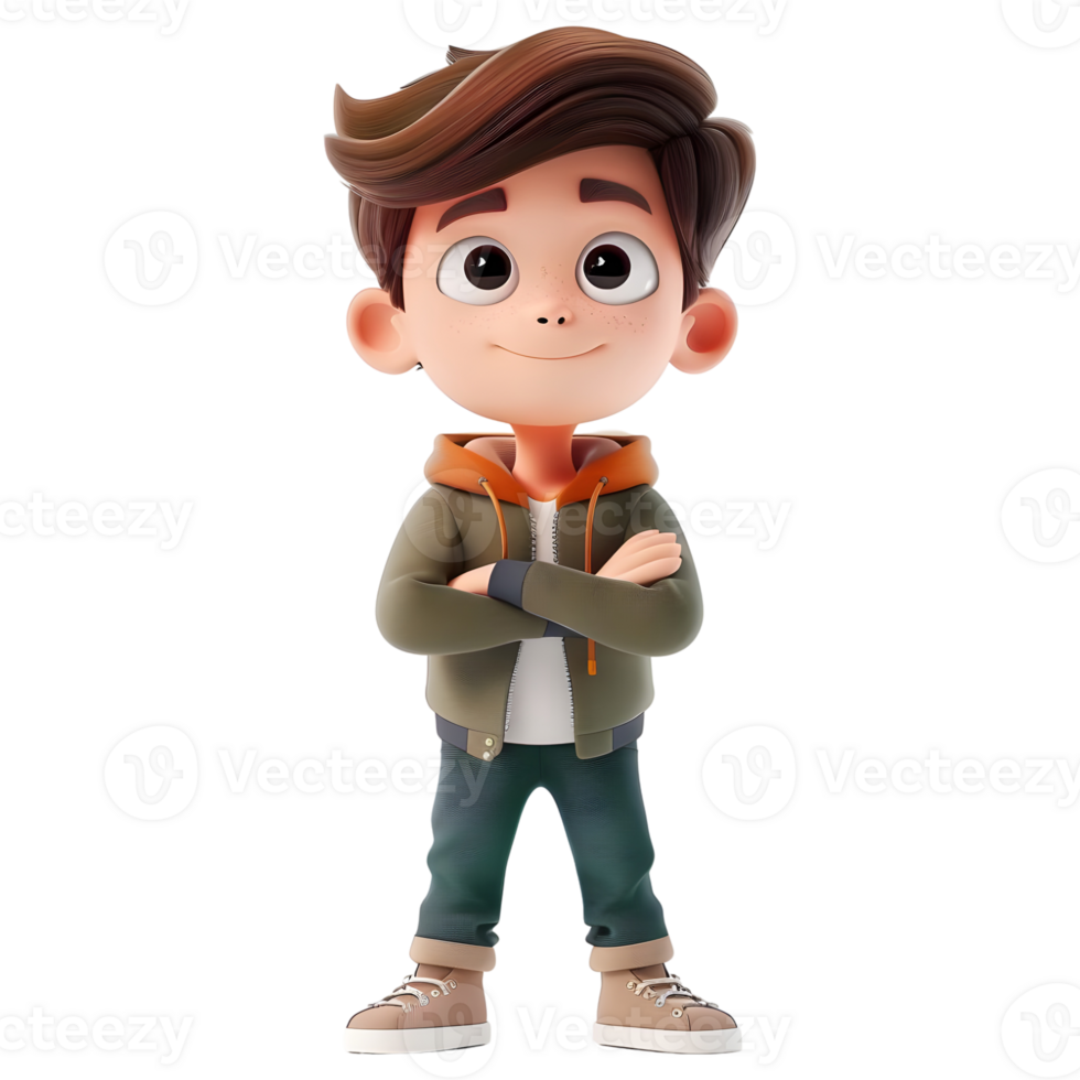 AI generated 3D Rendering of a Toddler Boy Standing and Smiling on Transparent Background - Ai Generated png