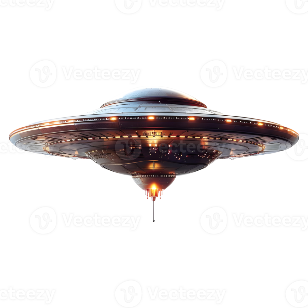 AI generated 3D Rendering of a UFO Ship on Transparent Background - Ai Generated png