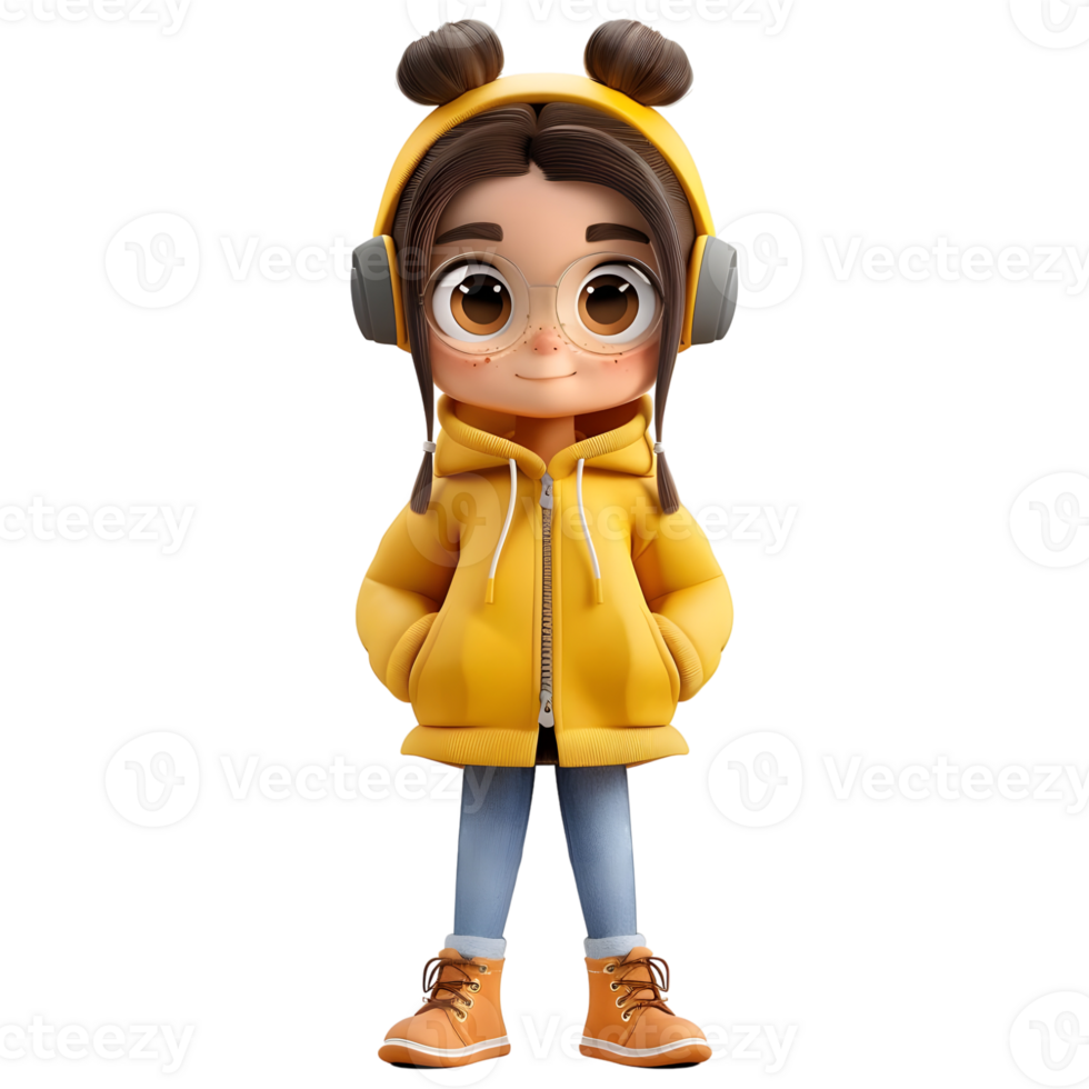 AI generated 3D Rendering of a Toddler Girl Standing and Smiling on Transparent Background - Ai Generated png