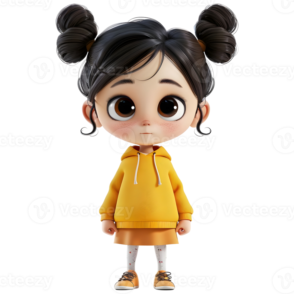 AI generated 3D Rendering of a Toddler Girl Standing and Smiling on Transparent Background - Ai Generated png