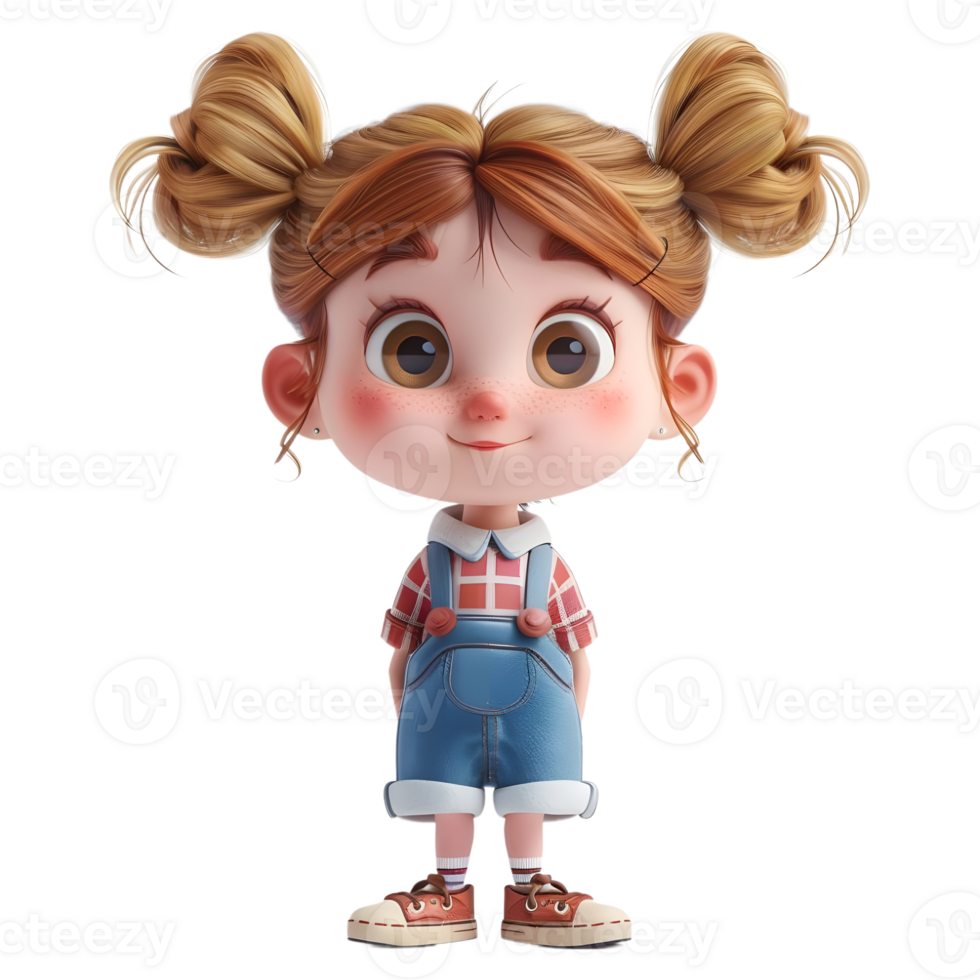 AI generated 3D Rendering of a Toddler Girl Standing and Smiling on Transparent Background - Ai Generated png