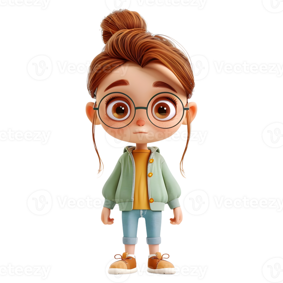 AI generated 3D Rendering of a Toddler Girl Standing and Smiling on Transparent Background - Ai Generated png