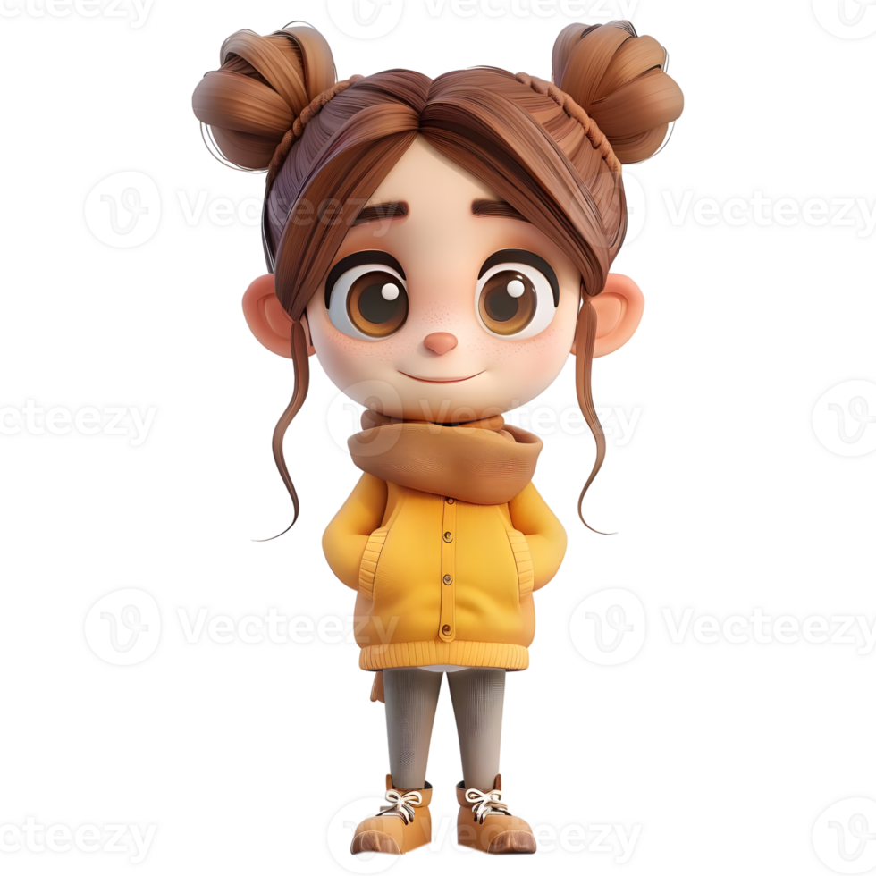 AI generated 3D Rendering of a Toddler Girl Standing and Smiling on Transparent Background - Ai Generated png