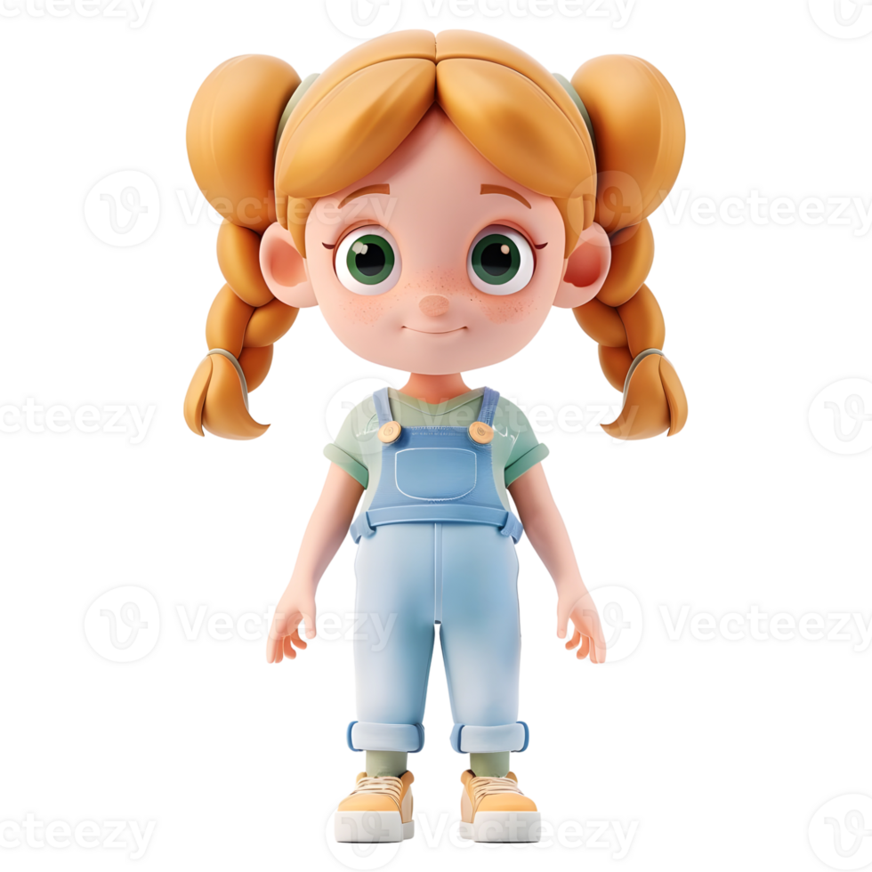 AI generated 3D Rendering of a Toddler Girl Standing and Smiling on Transparent Background - Ai Generated png