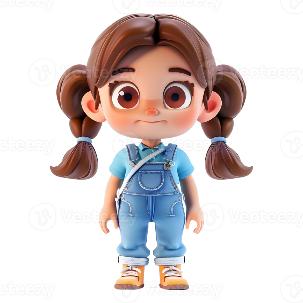 AI generated 3D Rendering of a Toddler Girl Standing and Smiling on Transparent Background - Ai Generated png