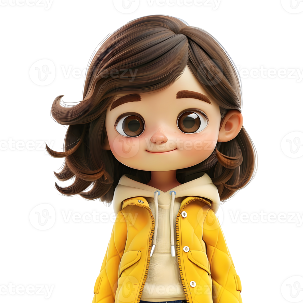 AI generated 3D Rendering of a Toddler Girl Standing and Smiling on Transparent Background - Ai Generated png