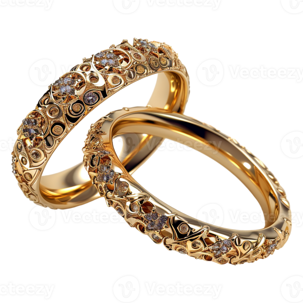 AI generated Couple Gold Ring on Transparent background - Ai Generated png