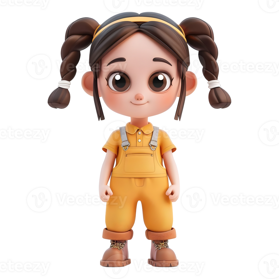 AI generated 3D Rendering of a Toddler Girl Standing and Smiling on Transparent Background - Ai Generated png
