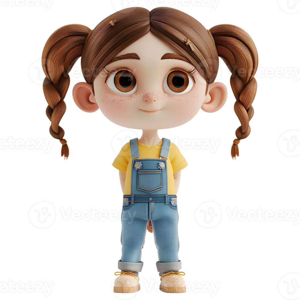 AI generated 3D Rendering of a Toddler Girl Standing and Smiling on Transparent Background - Ai Generated png
