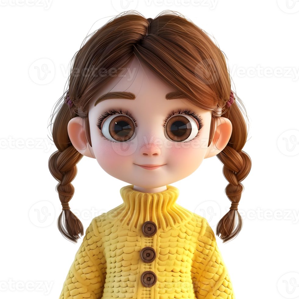 AI generated 3D Rendering of a Toddler Girl Standing and Smiling on Transparent Background - Ai Generated png