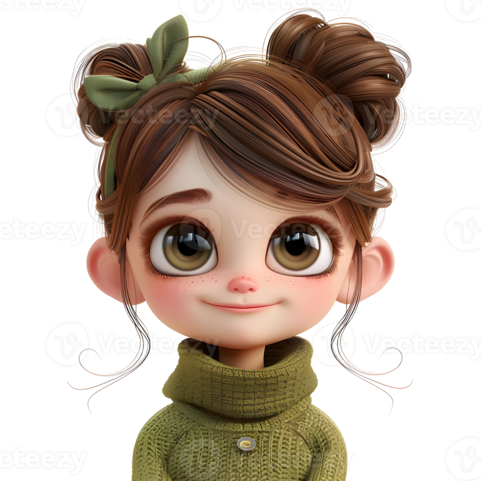 AI generated 3D Rendering of a Toddler Girl Standing and Smiling on Transparent Background - Ai Generated png