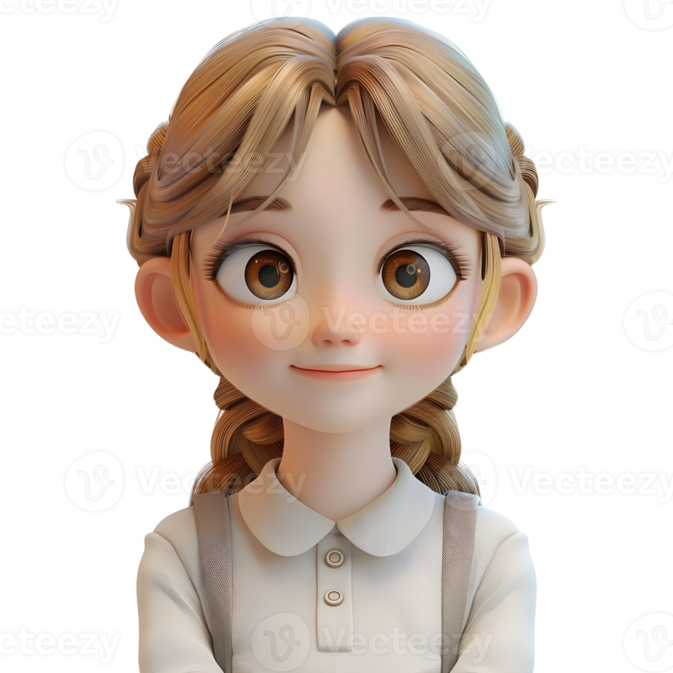 AI generated 3D Rendering of a Toddler Girl Standing and Smiling on Transparent Background - Ai Generated png