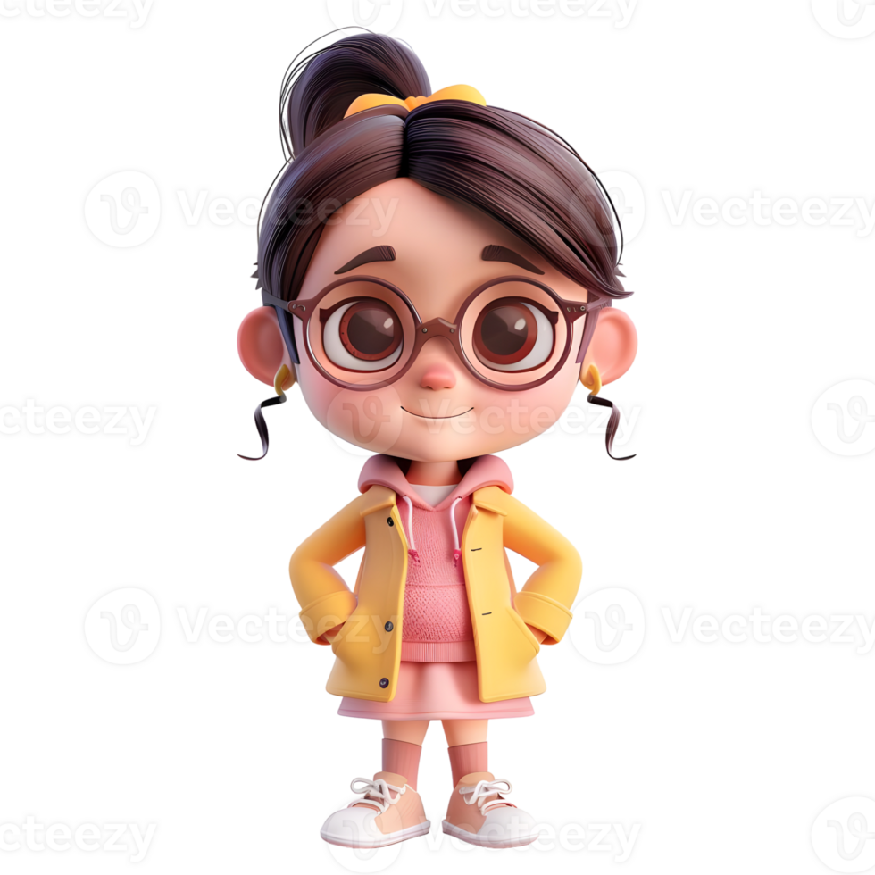 AI generated 3D Rendering of a Toddler Girl Standing and Smiling on Transparent Background - Ai Generated png