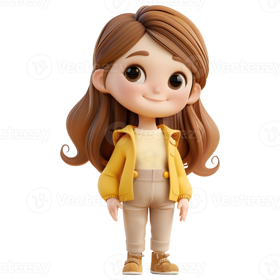 AI generated 3D Rendering of a Toddler Girl Standing and Smiling on Transparent Background - Ai Generated png