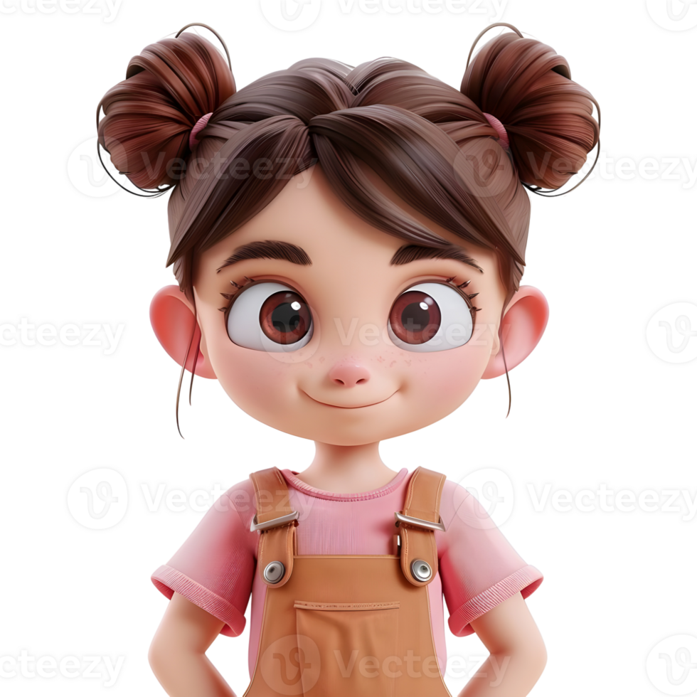 AI generated 3D Rendering of a Toddler Girl Standing and Smiling on Transparent Background - Ai Generated png