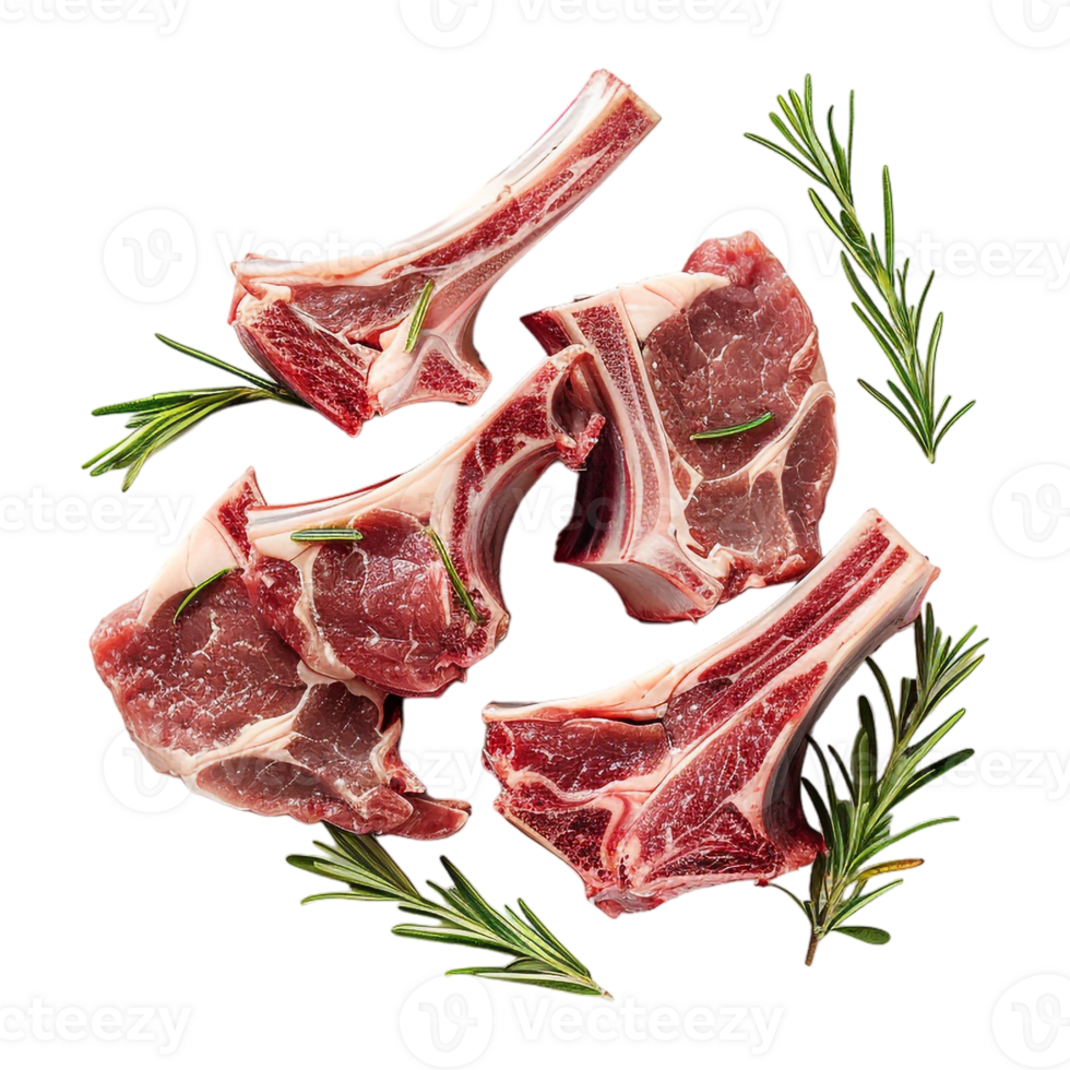 AI generated Raw Lamb Chops on Transparent background - Ai Generated png