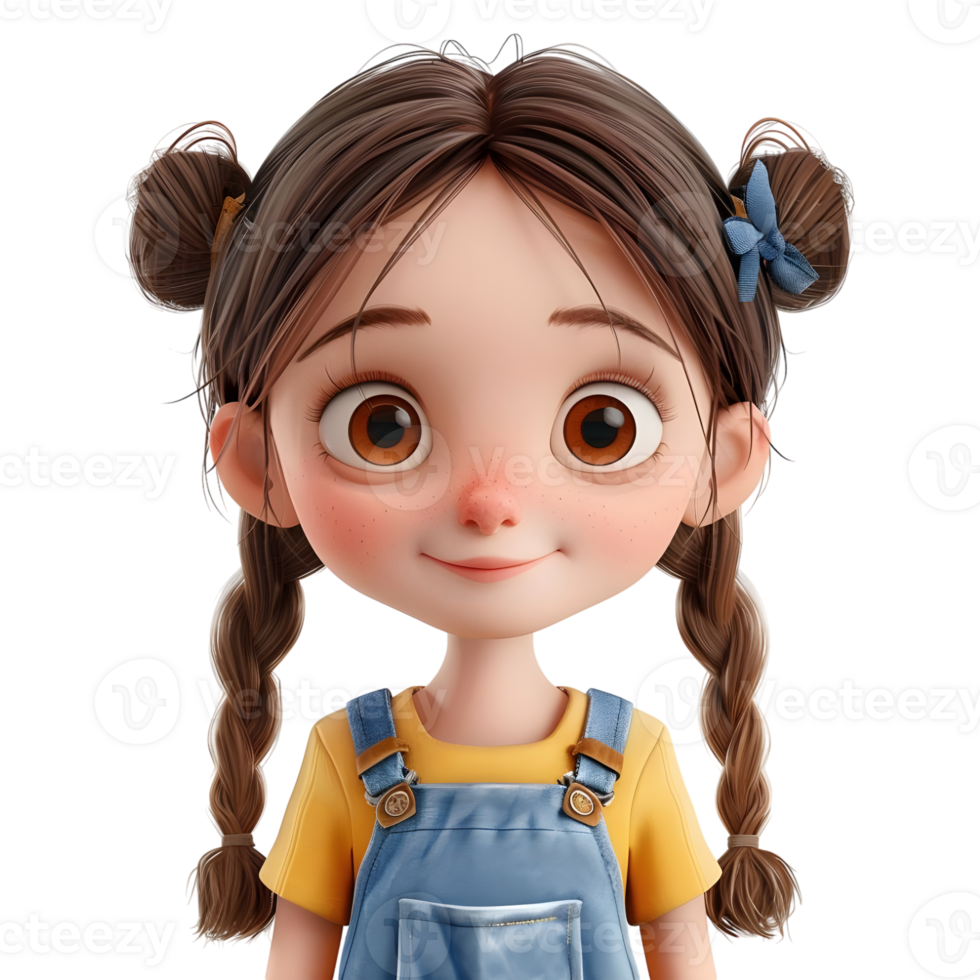 AI generated 3D Rendering of a Toddler Girl Standing and Smiling on Transparent Background - Ai Generated png