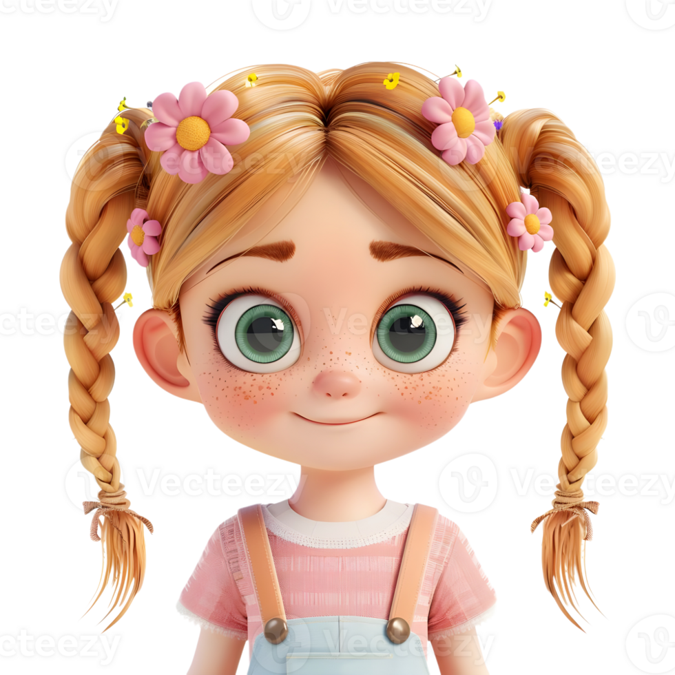 AI generated 3D Rendering of a Toddler Girl Standing and Smiling on Transparent Background - Ai Generated png