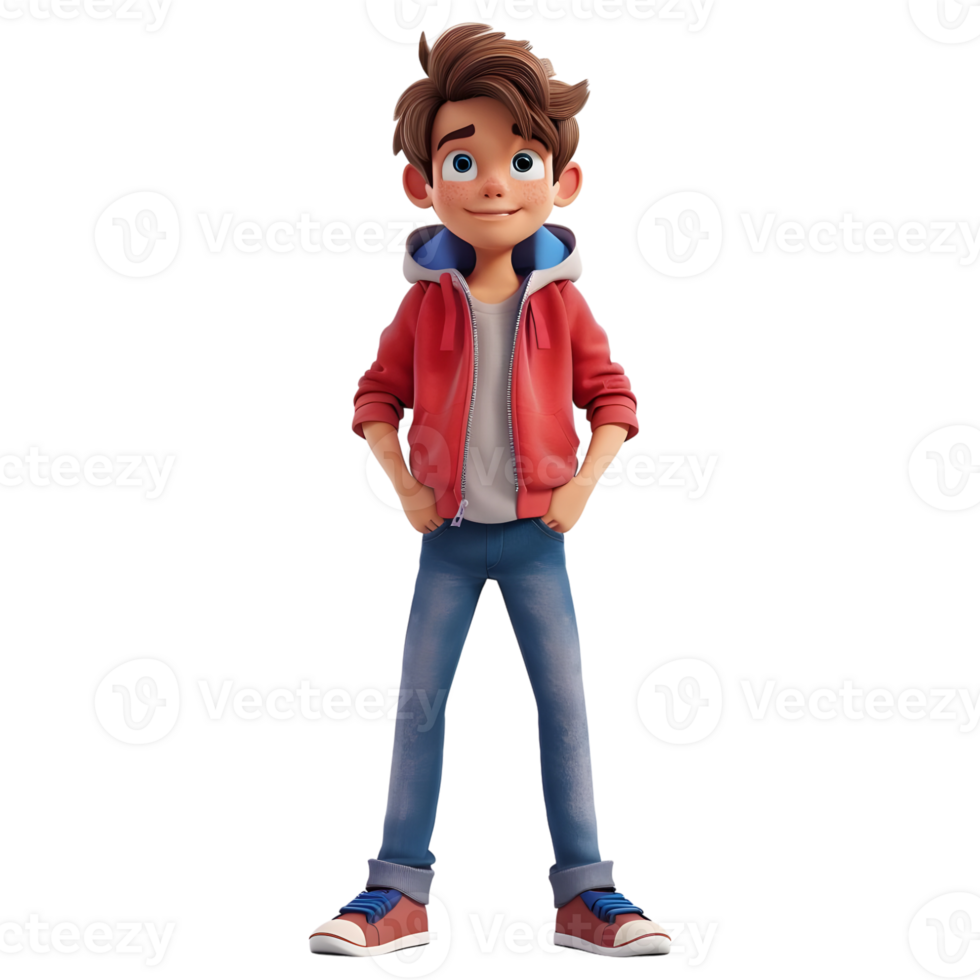 AI generated 3D Rendering of a Traveler Boy Standing on Transparent Background - Ai Generated png