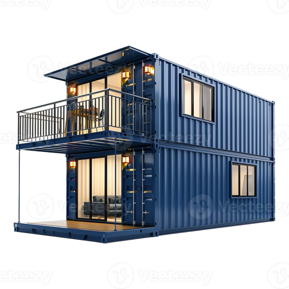 AI generated 3D Rendering of a Temporary House in a Container on Transparent Background - Ai Generated png