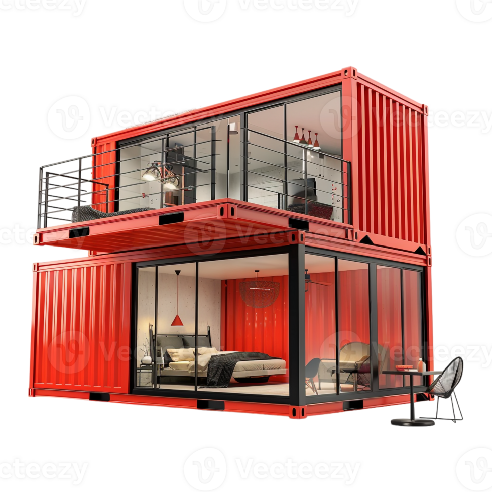 AI generated 3D Rendering of a Temporary House in a Container on Transparent Background - Ai Generated png