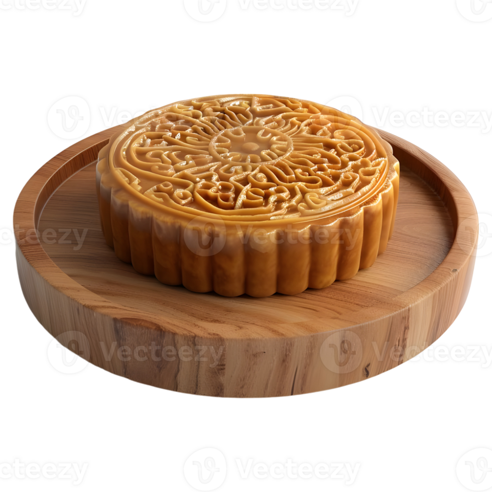 AI generated 3D Rendering of a Chinese Mooncake on Transparent Background - Ai Generated png