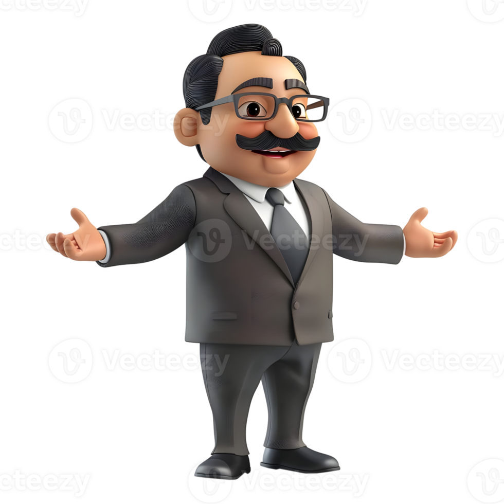 AI generated 3D Rendering of a Businessman Standing on Transparent Background - Ai Generated png