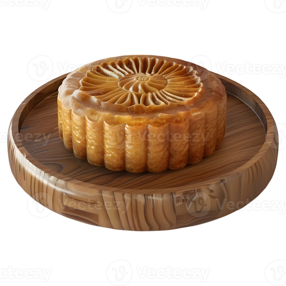 AI generated 3D Rendering of a Chinese Mooncake on Transparent Background - Ai Generated png
