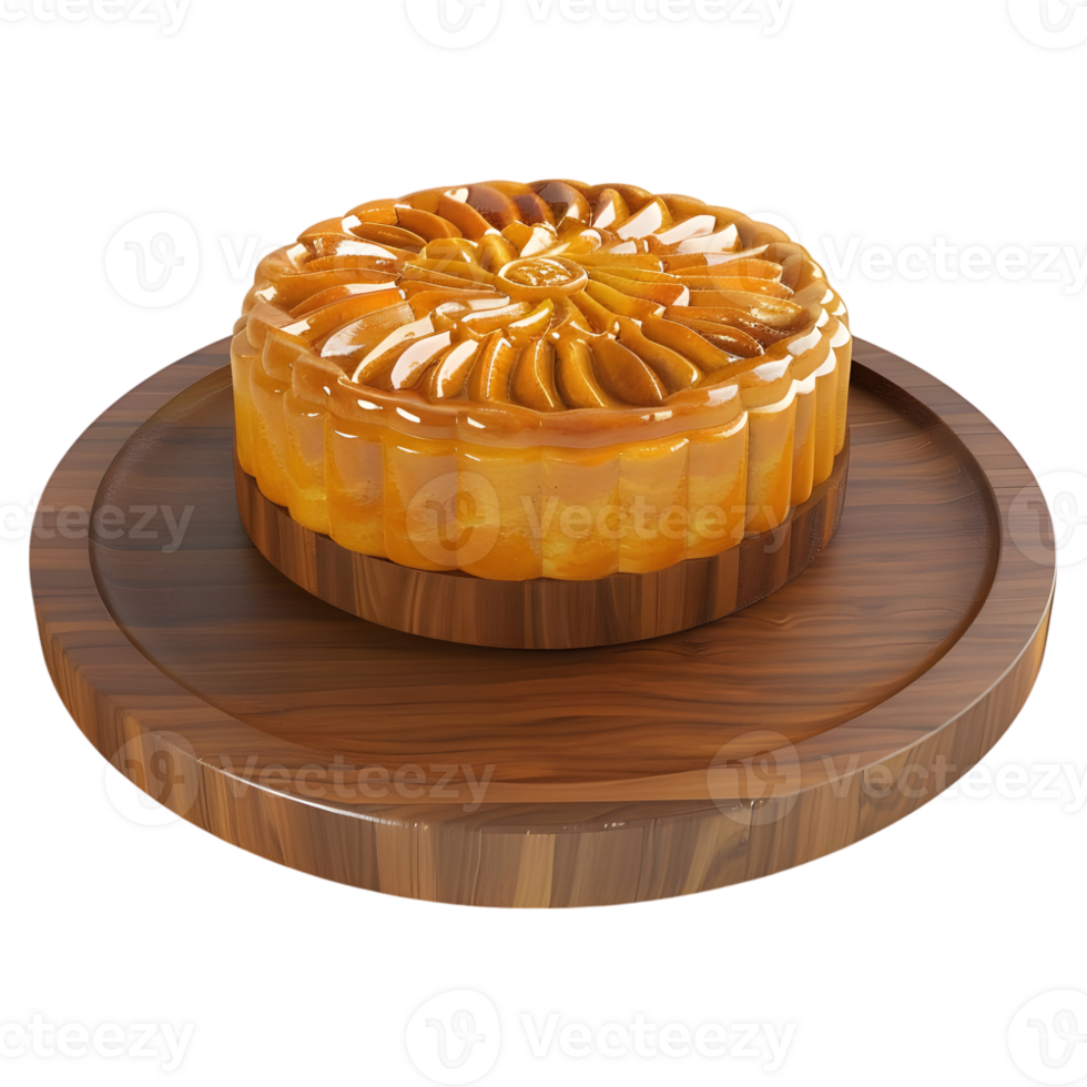 AI generated 3D Rendering of a Chinese Mooncake on Transparent Background - Ai Generated png