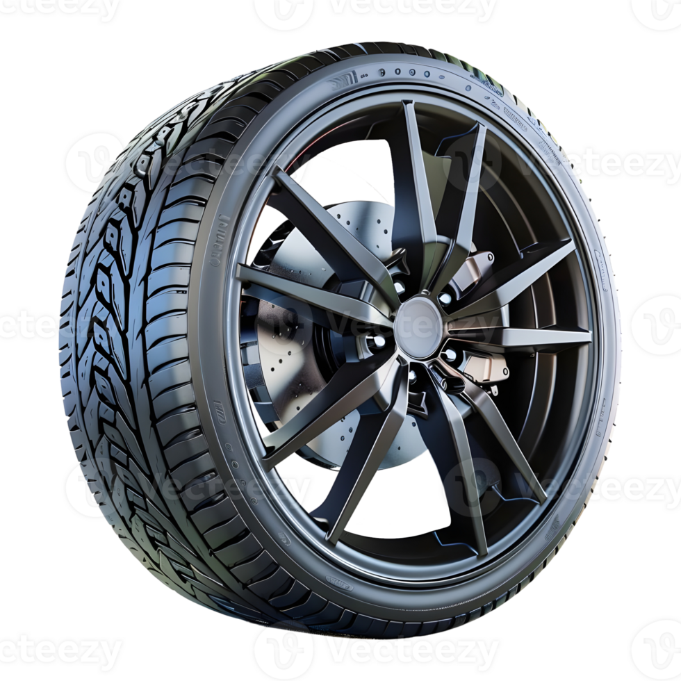 AI generated 3D Rendering of a Car Tire or Rim on Transparent Background - Ai Generated png