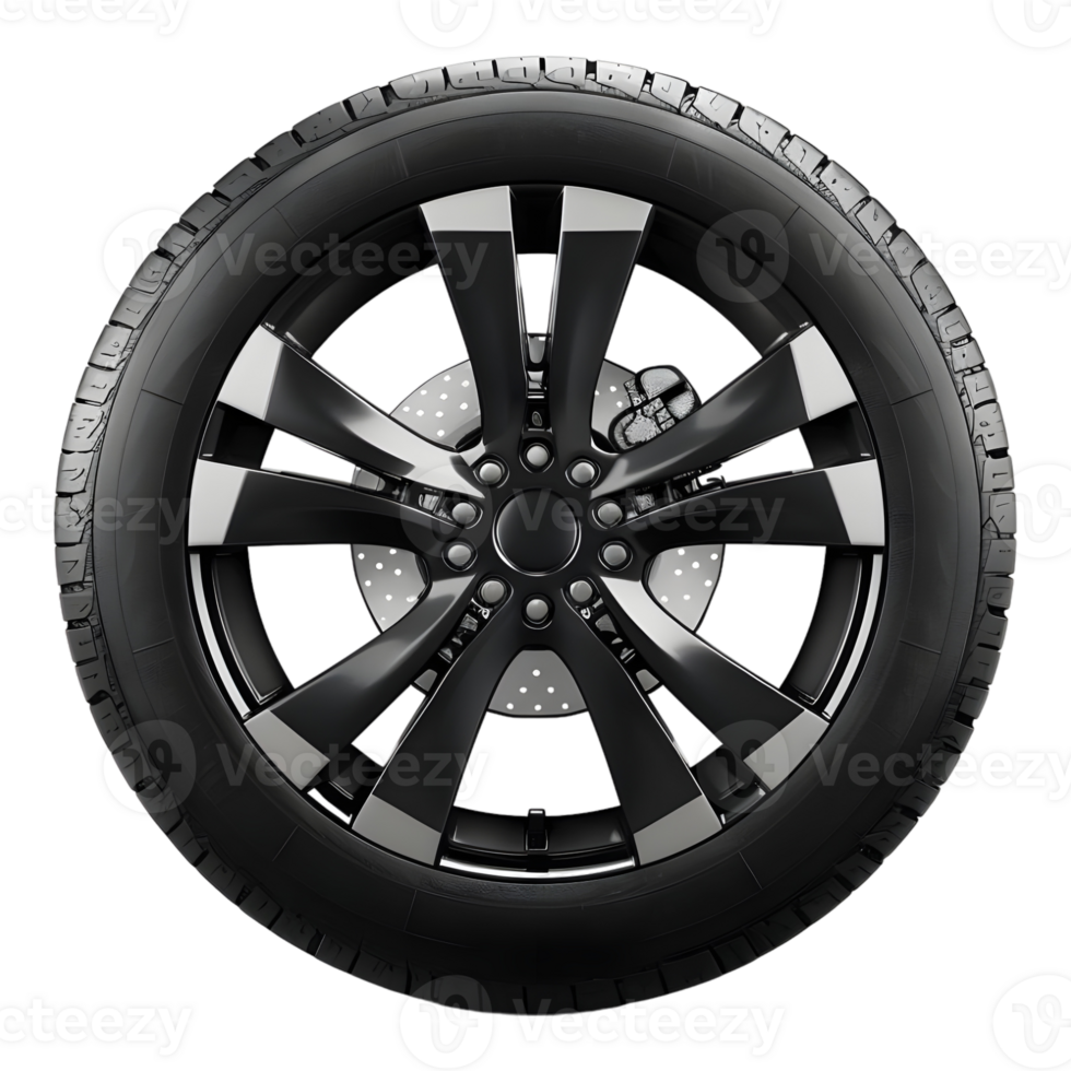 AI generated 3D Rendering of a Car Tire or Rim on Transparent Background - Ai Generated png